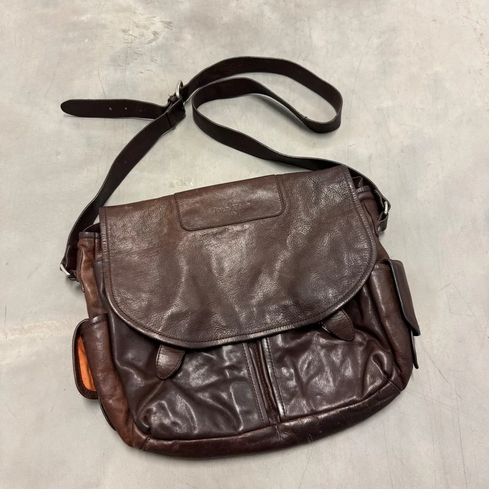 vintage cole haan leather messenger mail bag